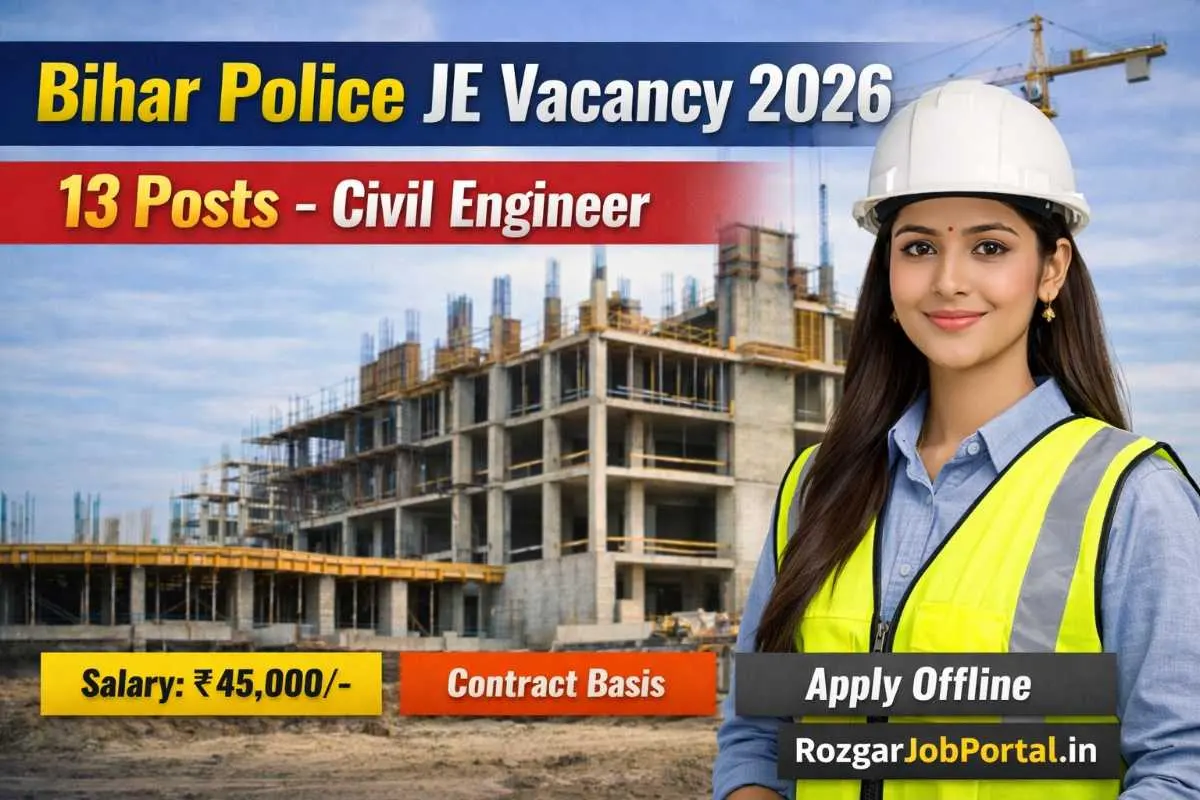Bihar Police JE Vacancy 2026 Civil Engineer 13 Posts Salary 45000 Apply Offline