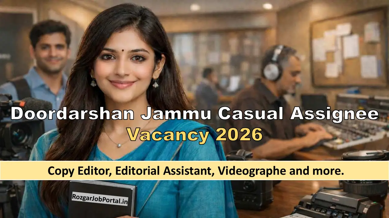 Doordarshan Jammu Casual Assignee Vacancy 2026 for Copy Editor Editorial Assistant Videographer Stenographer and Resource Person posts