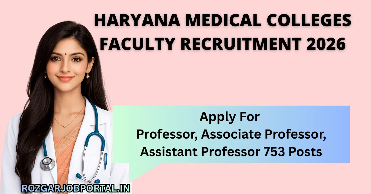 Haryana Medical Colleges Faculty Recruitment 2026 apply for 753 professor associate assistant professor posts