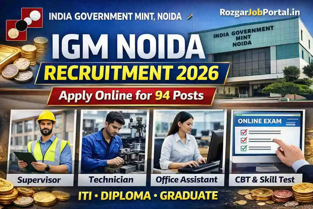 IGM Noida Recruitment 2026 apply online for 94 posts India Government Mint vacancy