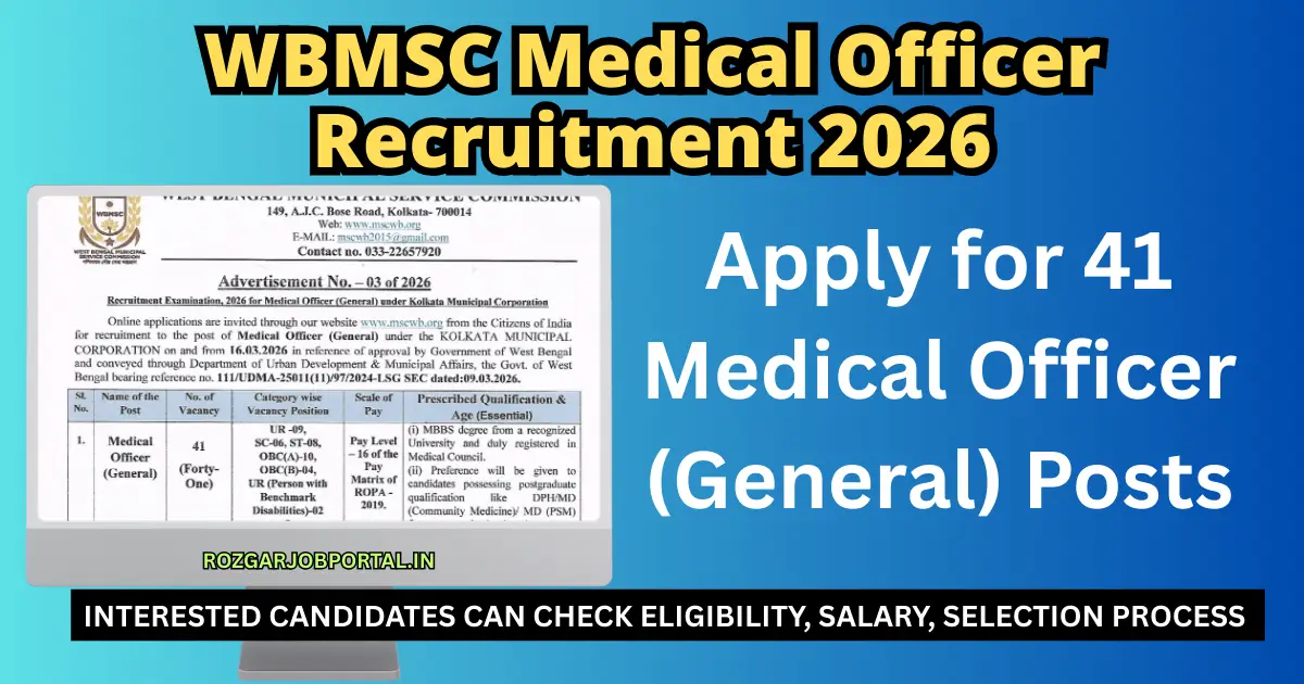 WBMSC Medical Officer Recruitment 2026 Notification for 41 Posts