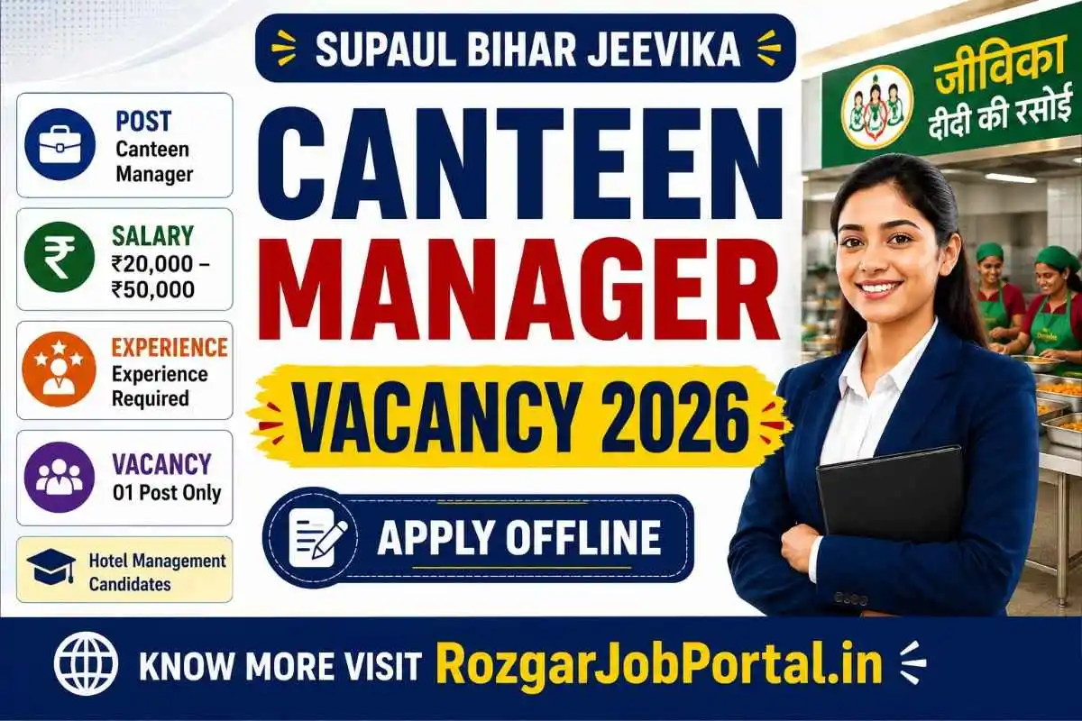 Supaul Bihar Jeevika Canteen Manager Vacancy 2026 feature image for hotel management candidates