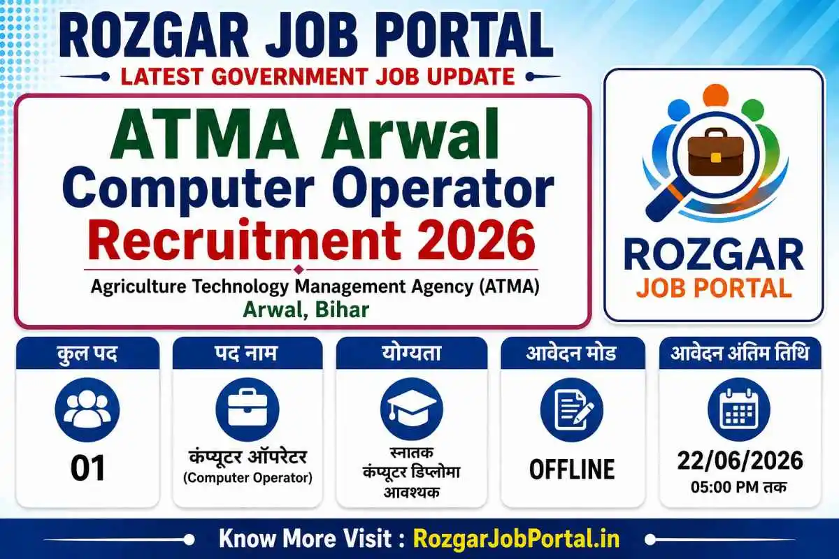 ATMA Arwal Computer Operator Recruitment 2026 for Computer Operator Post Offline Application