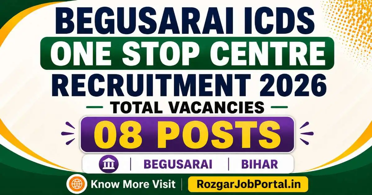 Begusarai One Stop Centre Recruitment 2026 feature image showing 08 vacancies in Bihar