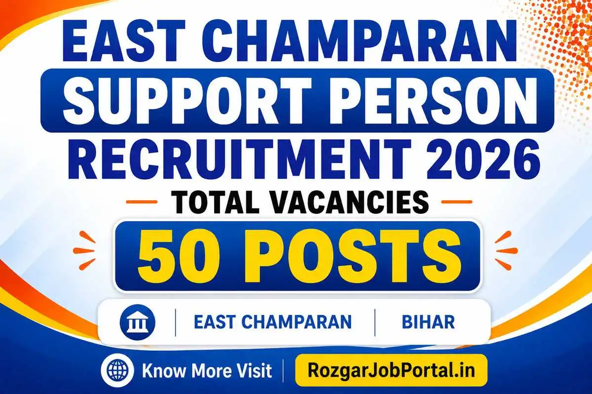 East Champaran Support Person Recruitment 2026 feature image showing 50 Support Person posts in Bihar