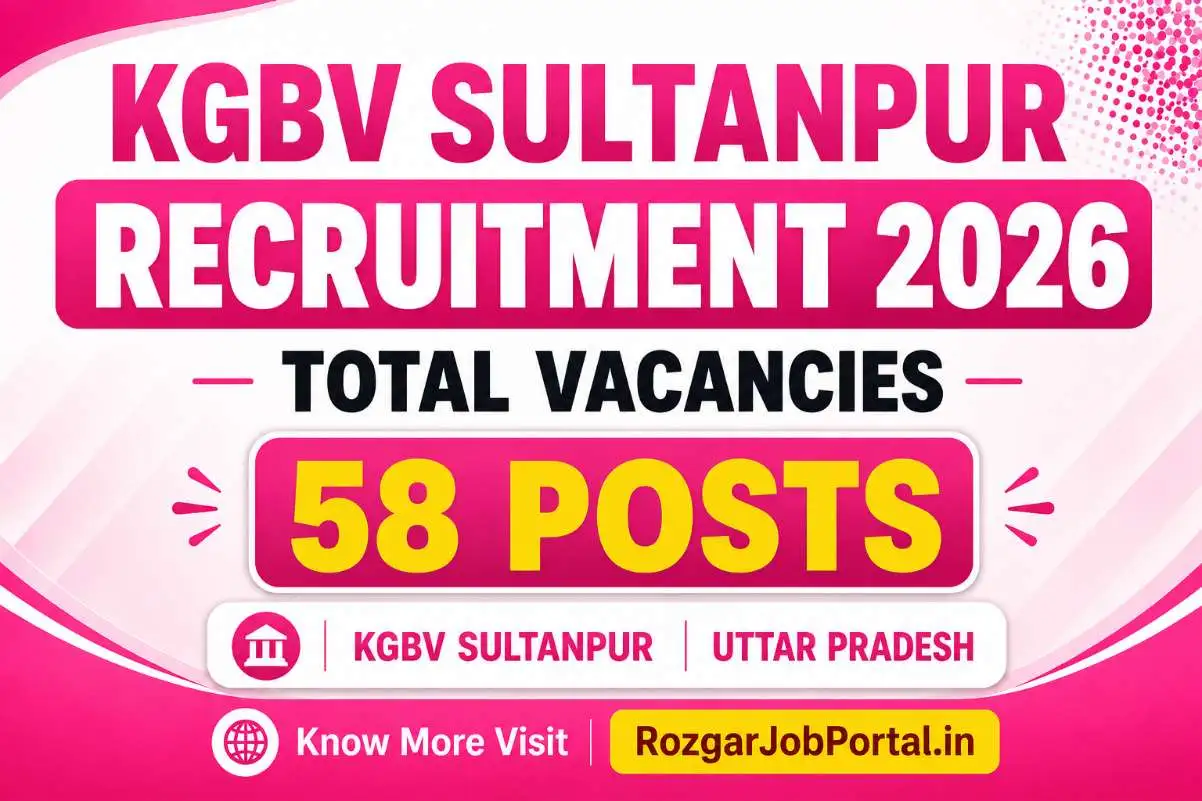 UP Sultanpur KGBV Recruitment 2026 feature image showing 58 teaching and non-teaching vacancies in Kasturba Gandhi Balika Vidyalaya Sultanpur
