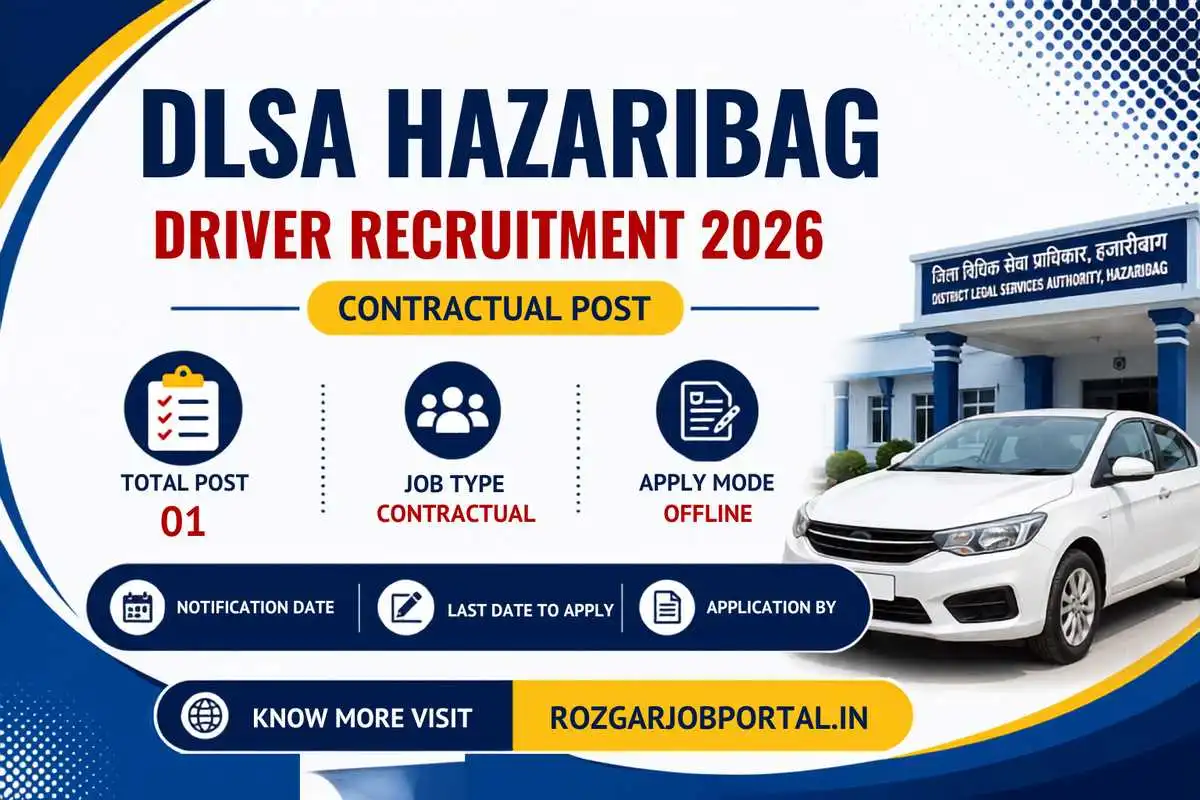 DLSA Hazaribag Driver Recruitment 2026 feature image for Driver 01 contractual vacancy with offline application last date 12/08/2026