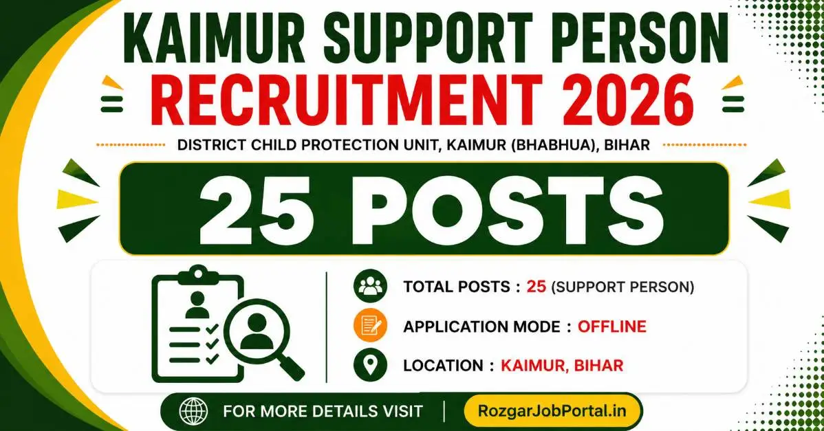 Kaimur Support Person Recruitment 2026 – 25 Posts
