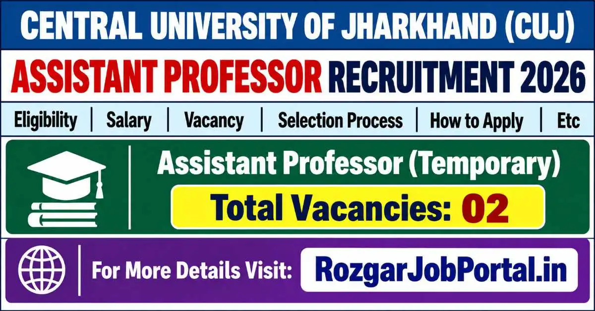 CUJ Assistant Professor Recruitment 2026 Assistant Professor Temporary Vacancy