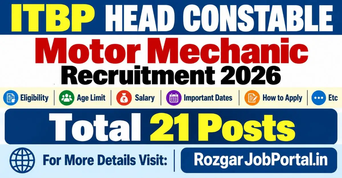 ITBP Head Constable Motor Mechanic Recruitment 2026: 21 पदों पर भर्ती, योग्यता, आयु सीमा और आवेदन प्रक्रिया 5 ITBP Head Constable Motor Mechanic Recruitment 2026 – 21 Posts