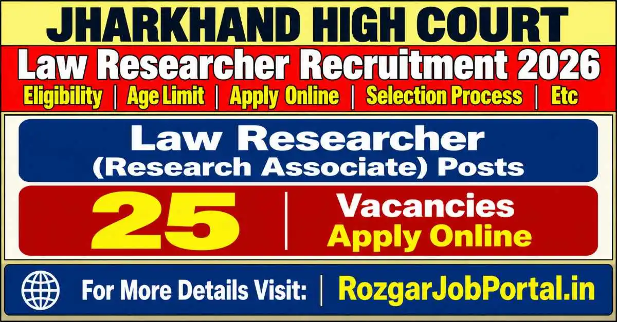 Jharkhand High Court Law Researcher Recruitment 2026 – 25 Vacancies