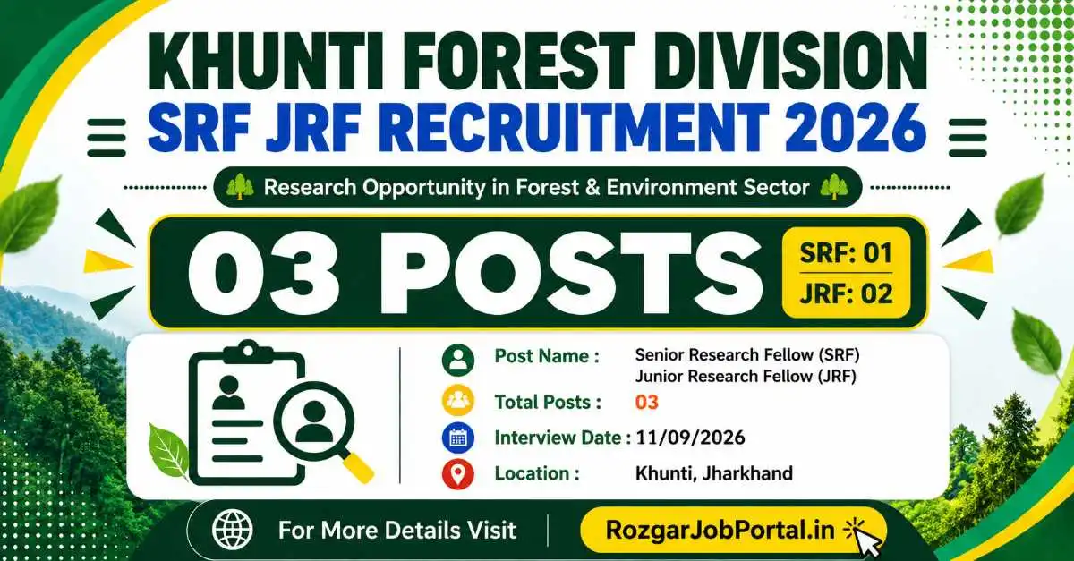 Khunti Forest Division SRF JRF Recruitment 2026 – 03 Posts