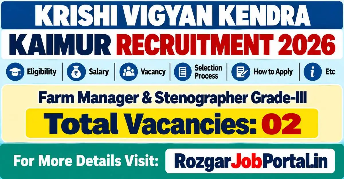 Krishi Vigyan Kendra Kaimur Recruitment 2026 Farm Manager and Stenographer Vacancy