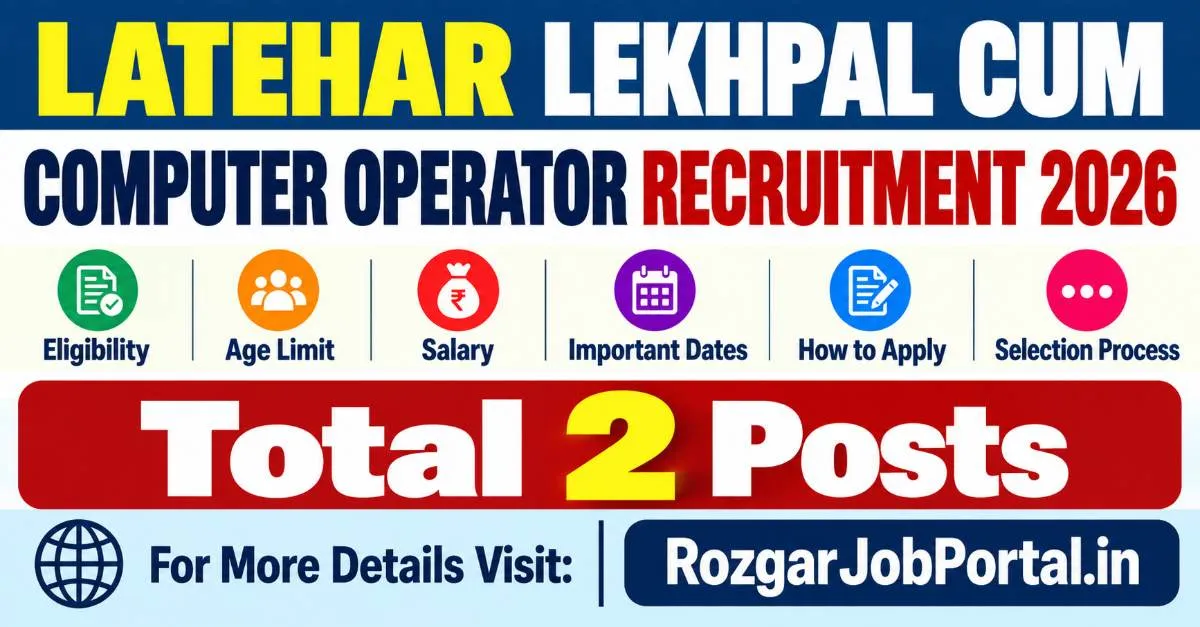 Latehar Lekhpal Cum Computer Operator Recruitment 2026 – 2 Posts