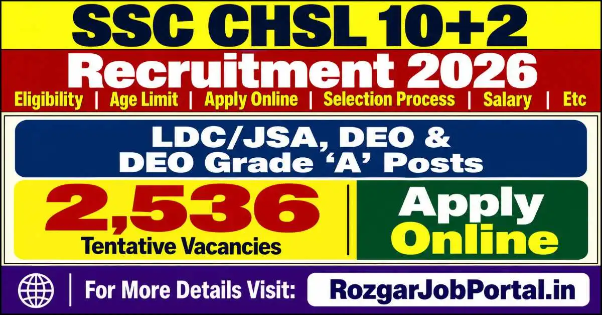 SSC CHSL Recruitment 2026 – 2,536 Tentative Vacancies for LDC/JSA and DEO Posts