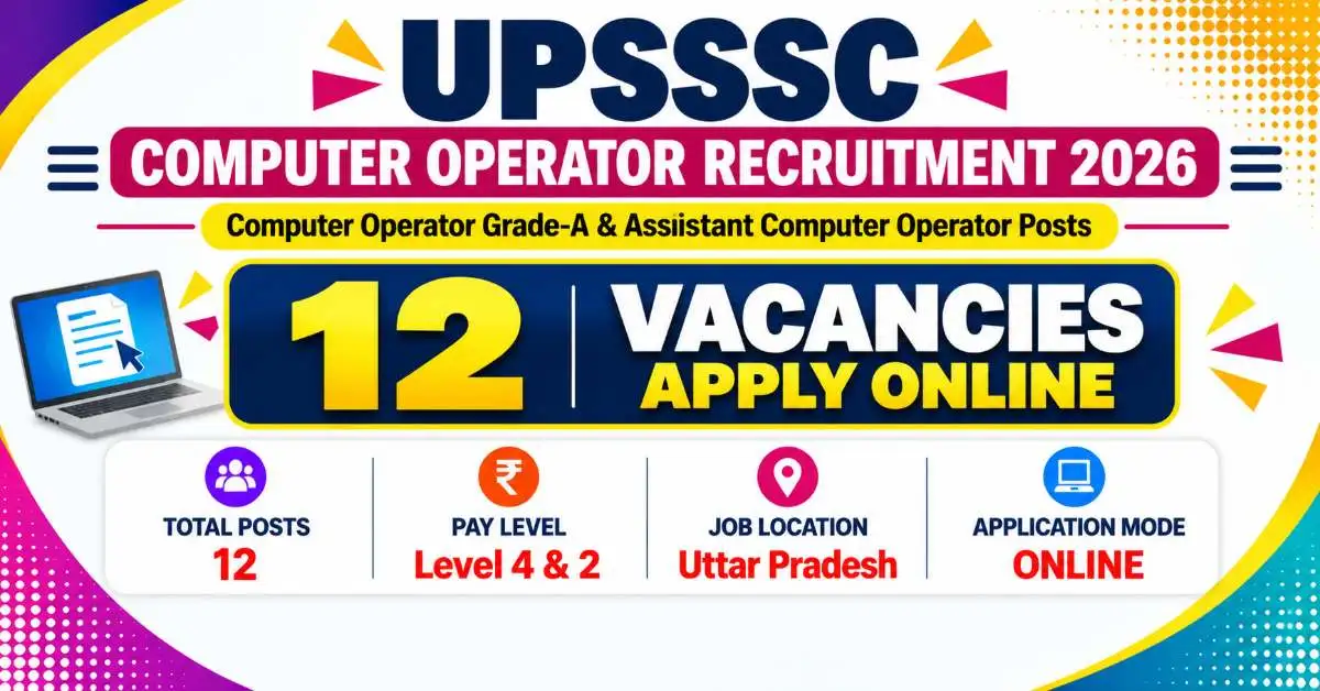 UPSSSC Computer Operator Recruitment 2026 – 12 Vacancies