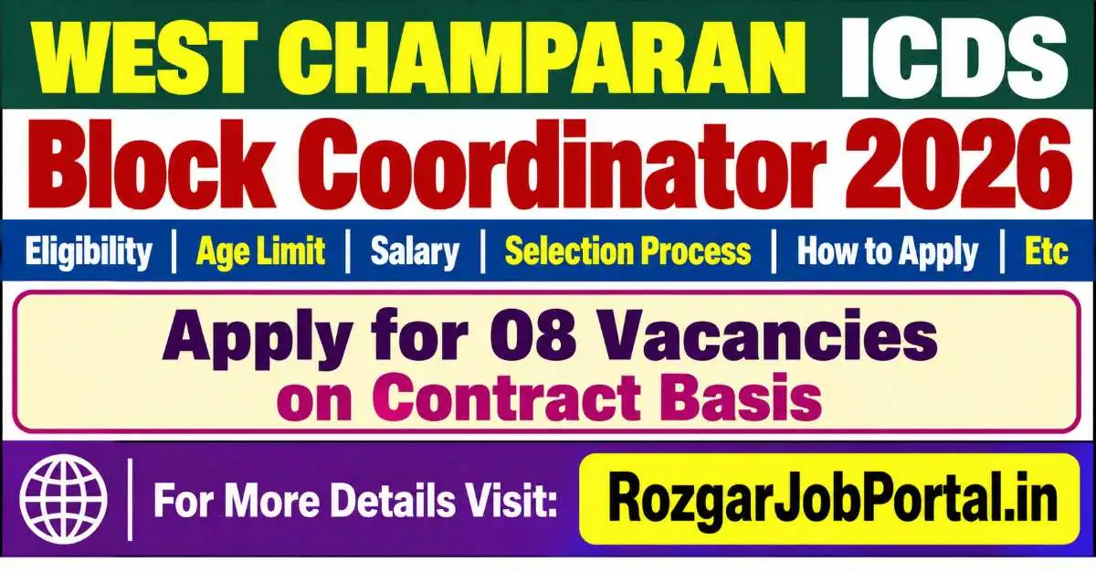 West Champaran ICDS Block Coordinator Vacancy 2026 recruitment banner