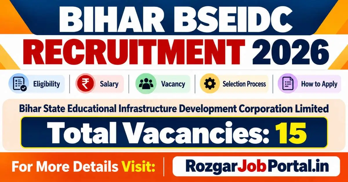 Bihar BSEIDC Recruitment 2026 – 15 Vacancies, Eligibility, Salary, Selection Process and Apply Online