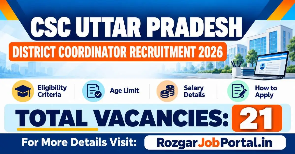 CSC Uttar Pradesh District Coordinator Recruitment 2026 – 21 Vacancies