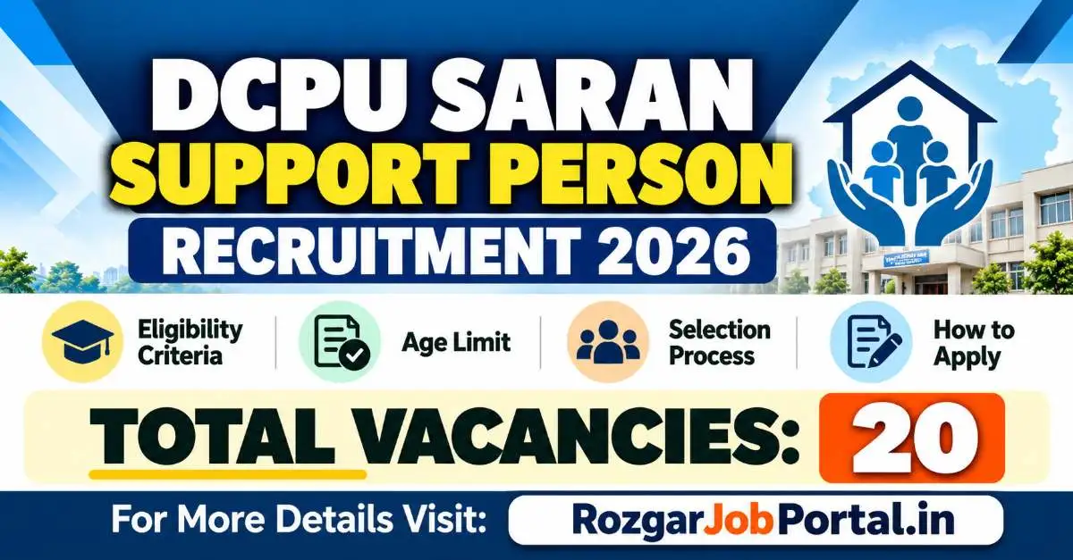 DCPU Saran Support Person Recruitment 2026 – 20 Vacancies