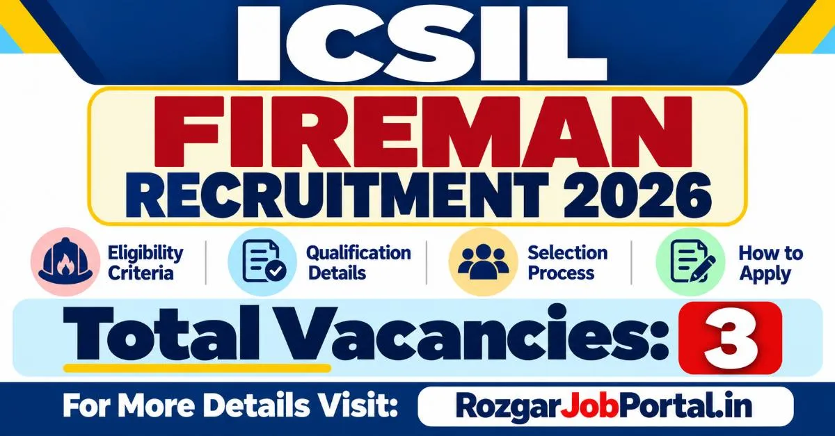 ICSIL Fireman Recruitment 2026 Feature Image – 3 Vacancies