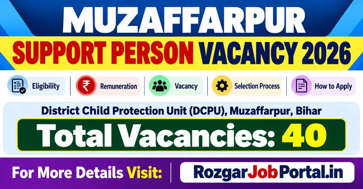 Muzaffarpur Support Person Vacancy 2026 – 40 Posts