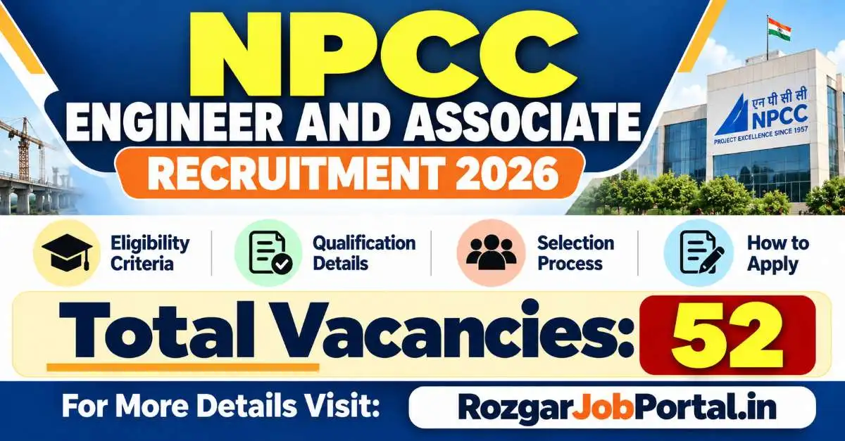 NPCC Engineer and Associate Recruitment 2026 featuring 52 vacancies across six zones